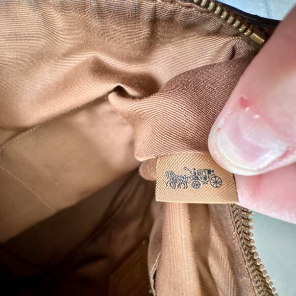 Coach Signature Canvas Zip Top Tote Bag F29208 Tan Gold Hardware - Preowned - Picture 10 of 16